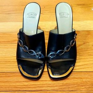Circa Joan & David Black Open Toed Mule